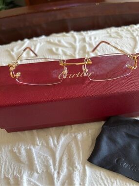 Cartier Gold Rimless Women's Optical Glasses